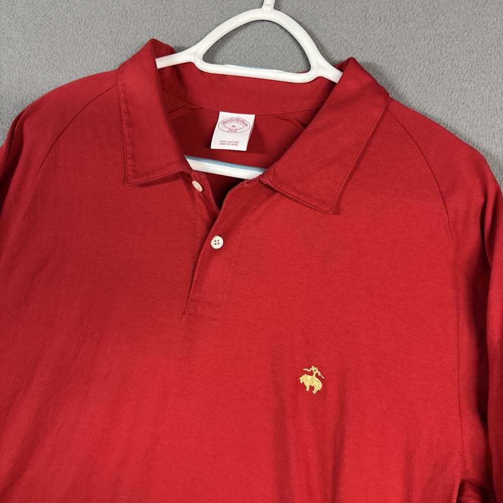 Brooks Brother Polo Shirt Mens XL Red 346 Long Sleeve 100% Cotton Stretch Crest